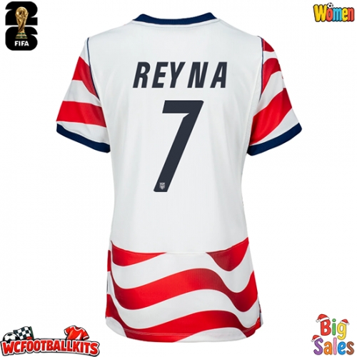 United States Giovanni Reyna #7 Replica Home Stadium Shirt for Women World Cup 2026 Short Sleeve